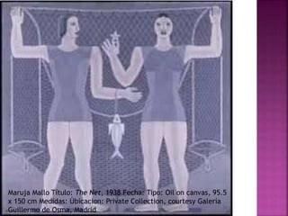 Maruja Mallo Título: The Net, 1938 Fecha: Tipo: Oil on canvas, 95.5
x 150 cm Medidas: Úbicacion: Private Collection, courtesy Galería
Guillermo de Osma, Madrid
 