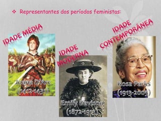  Representantes dos períodos feministas: 
 