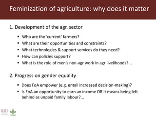 Exploring feminization of agriculture through gender dynamics across scales