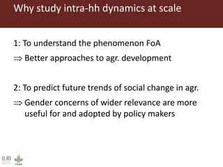 Exploring feminization of agriculture through gender dynamics across scales