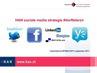 HAN sociale media strategie #durfteleren netwerkborrel #FEMisTOP 9 september 2011 