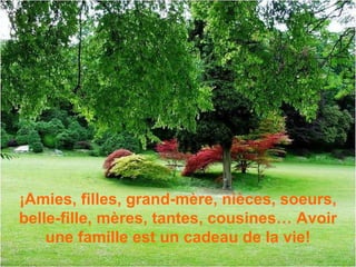 ¡Amies, filles, grand-mère, nièces, soeurs, belle-fille, mères, tantes, cousines… Avoir une famille est un cadeau de la vie! 