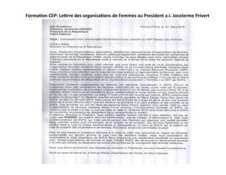 Forma&on	
  CEP:	
  Le/rre	
  des	
  organisa&ons	
  de	
  Femmes	
  au	
  President	
  a.i.	
  Jocelerme	
  Privert	
  	
  
 