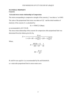 Finite Element Modeling of Concrete Filled Steel column Under Axial ...