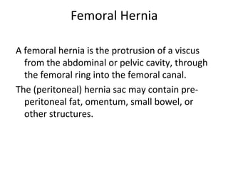 Femoral hernia - Groin swellings