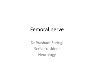Femoral nerve
Dr Prashant Shringi
Senior resident
Neurology
 