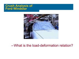 Crush Analysis of
Ford Windstar
–What is the load-deformation relation?
 