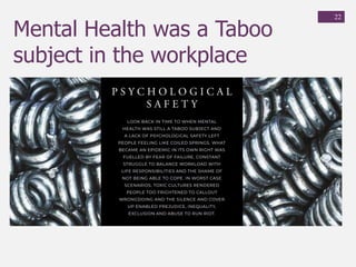 22
Mental Health was a Taboo
subject in the workplace
 
