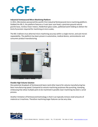 GF Machining Solutions - Microlution - Femtosecond laser prototyping ...