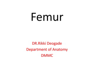 Femur
DR.Rikki Deogade
Department of Anatomy
DMMC
 