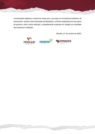 a diversidade religiosa e cultural de nosso povo, que seja um incondicional defensor da
democracia, valores e das institui...