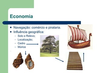 Economia Navegação: comércio e pirataria. Influência geográfica: Solo e Relevo; Localização; Cedro Múrice 