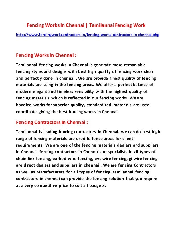 Fencing works in chennai Tamilannai Fencing Work