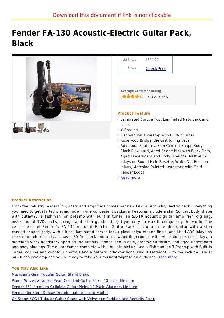 Fender fa 130 acousticelectric guitar pack, black