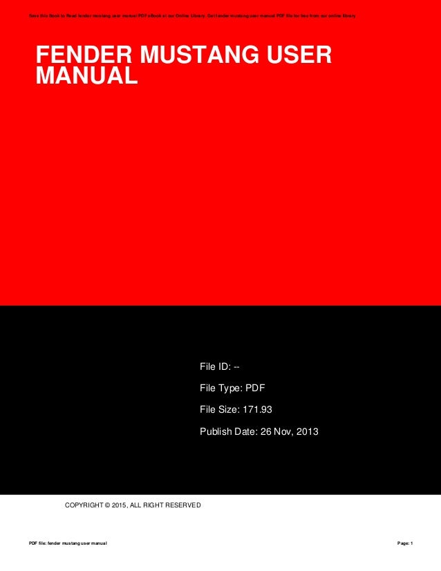 Fender mustang user manual