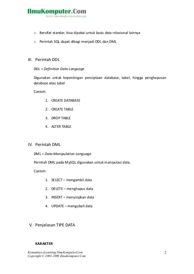 Fendi dasar-mysql-menggunakan