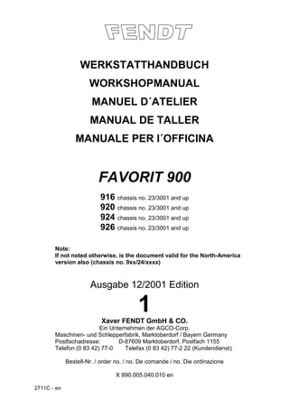 fendt-favorit-900-workshop-manual, Whb eng. | PDF