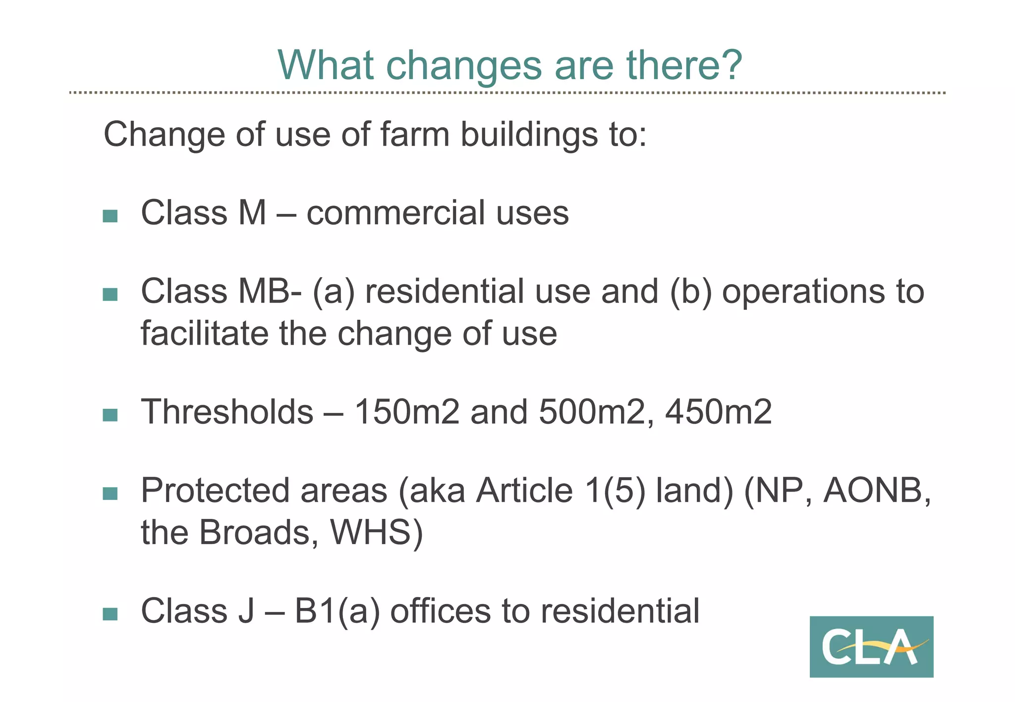 Permitted Development Rights for Change of use of Farm Buildings | PDF