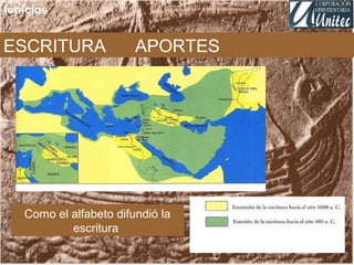 fenicios
ESCRITURA APORTES
Como el alfabeto difundió la
escritura