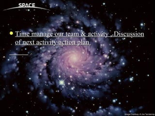 Time manage our team & activity , Discussion of next activity action plan  