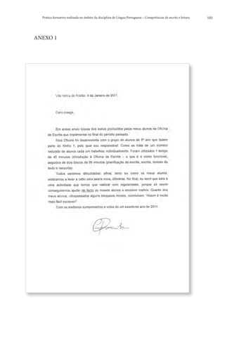 Prática formativa realizada no âmbito da disciplina de Língua Portuguesa – Competências de escrita e leitura   101




ANEXO 1
 