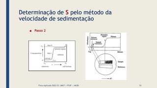 ■ Passo 2
Física Aplicada 2022/23 |MICF | FFUP | MCBS 53
Determinação de S pelo método da
velocidade de sedimentação
 