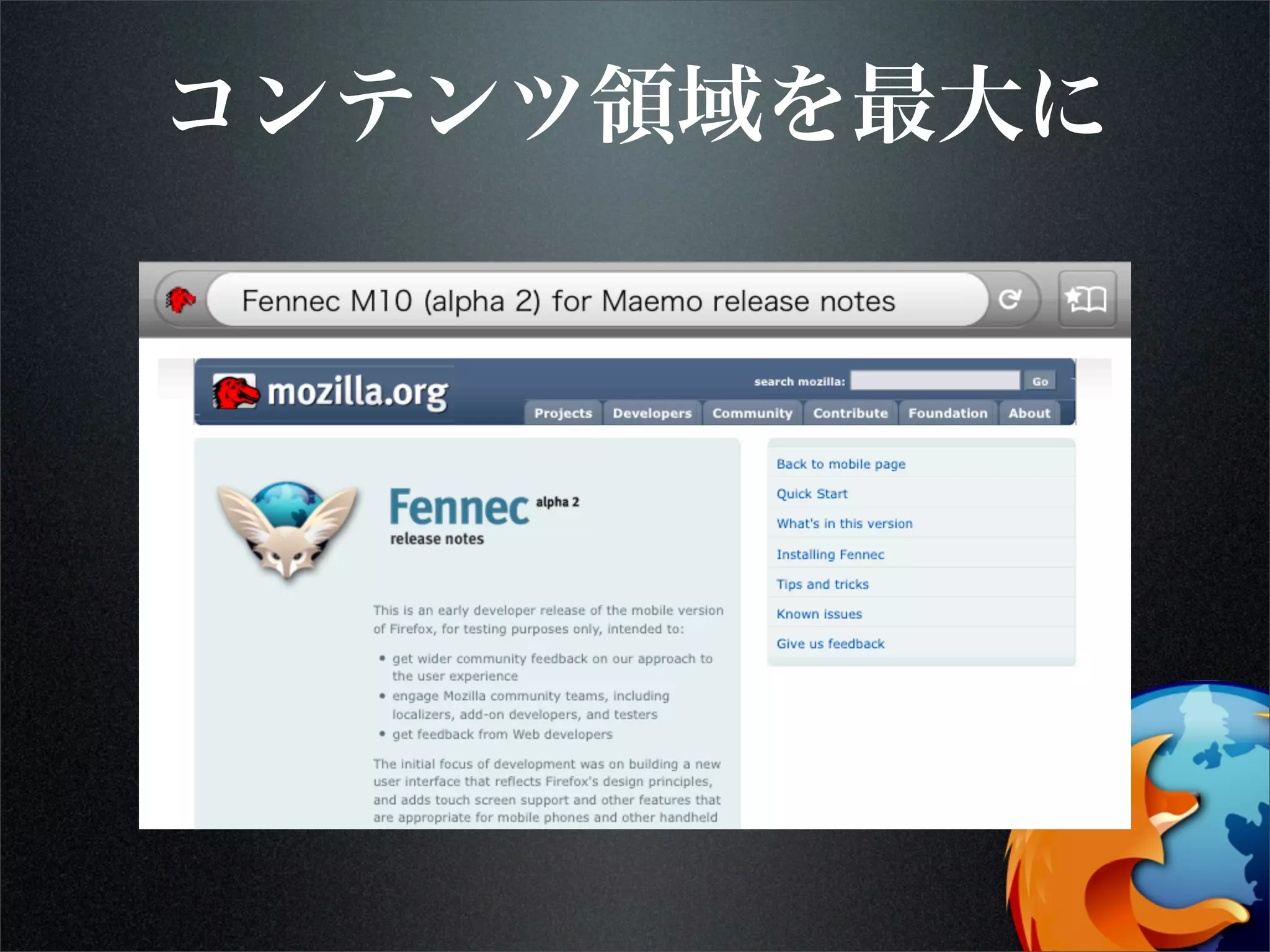 コンテンツ領域を最大に
 