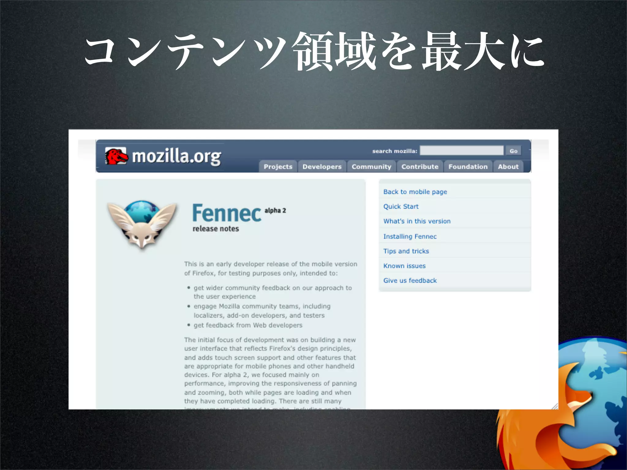 コンテンツ領域を最大に
 