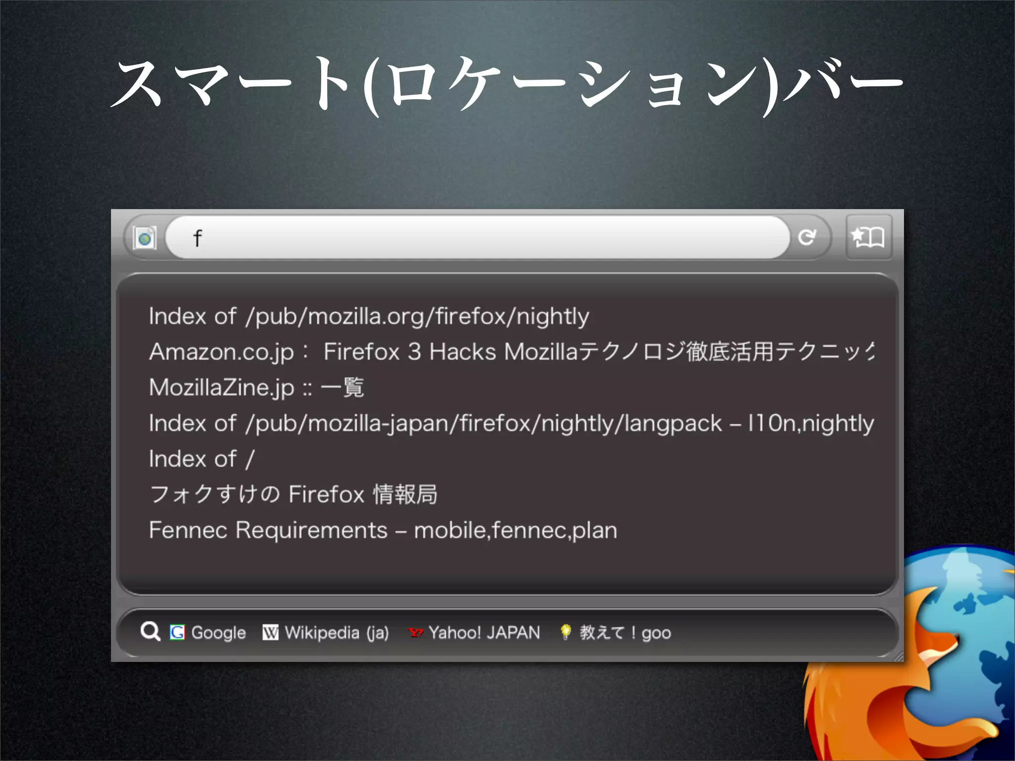 スマート(ロケーション)バー
 