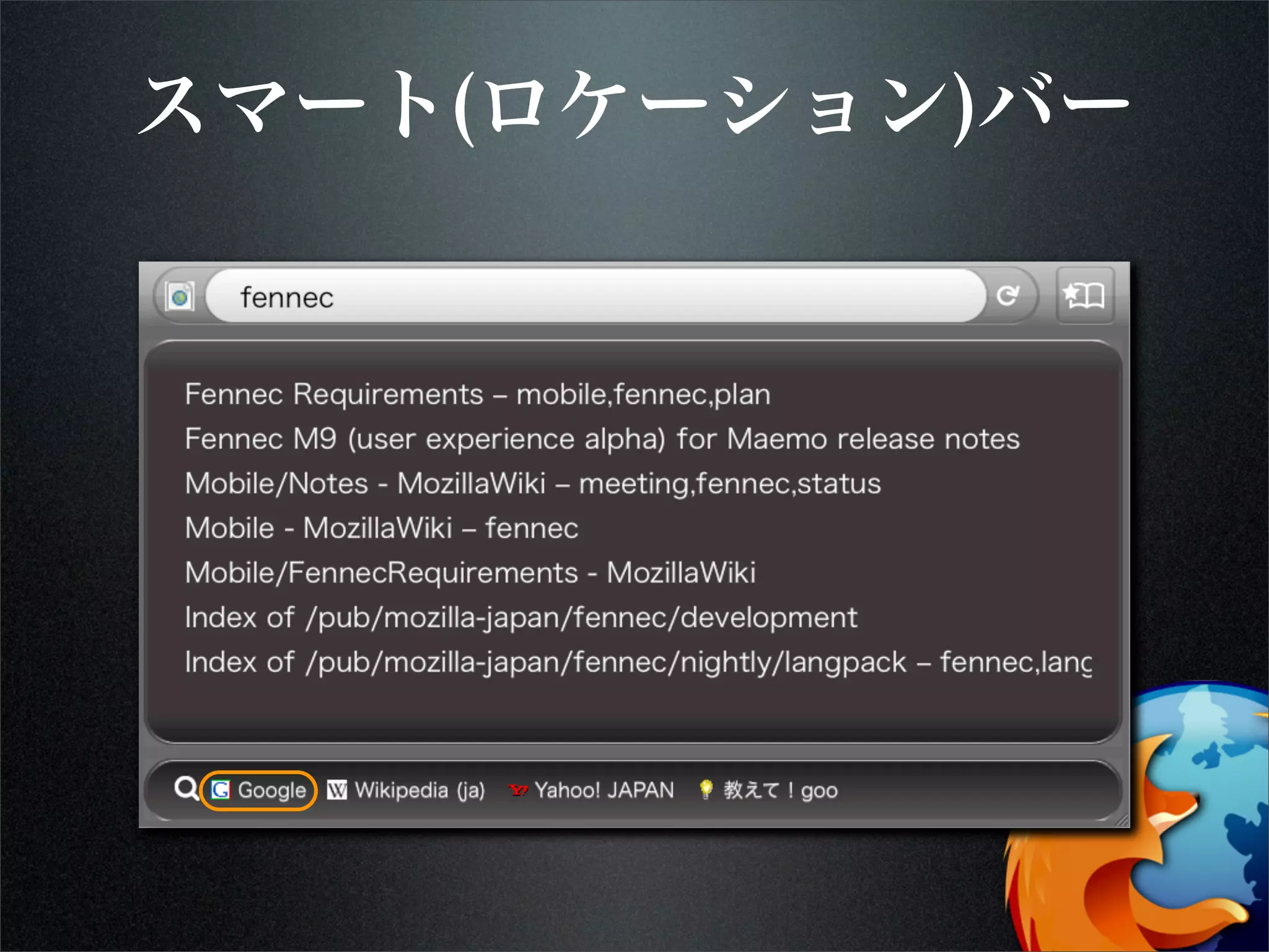 スマート(ロケーション)バー
 