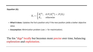 Fox Optimization Algorithm fennec fox optimization algorithm for optimal solution | PDF