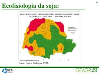 Ecofisiologia da soja:
47
Fonte: Cnptia Embrapa, 1997.
 