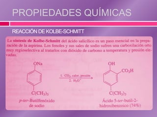 PROPIEDADES QUÍMICAS
REACCIÓN DE KOLBE-SCHMITT
 