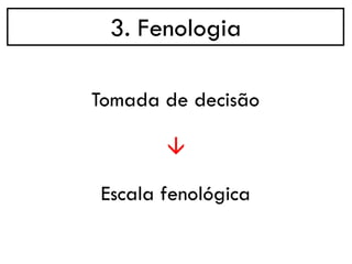 3. Fenologia
→
Tomada de decisão
Escala fenológica
 