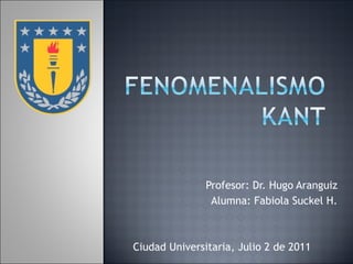 Profesor: Dr. Hugo Aranguiz Alumna: Fabiola Suckel H. Ciudad Universitaria, Julio 2 de 2011 