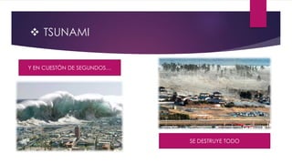  TSUNAMI
Y EN CUESTÓN DE SEGUNDOS…
SE DESTRUYE TODO
 