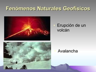 Avalancha Erupción de un volcán Fenómenos Naturales Geofísicos 