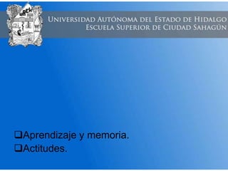 Aprendizaje y memoria.
Actitudes.
 