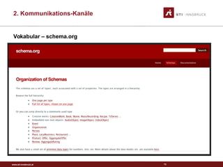 www.sti-innsbruck.at
Vokabular – schema.org
73
2. Kommunikations-Kanäle
 