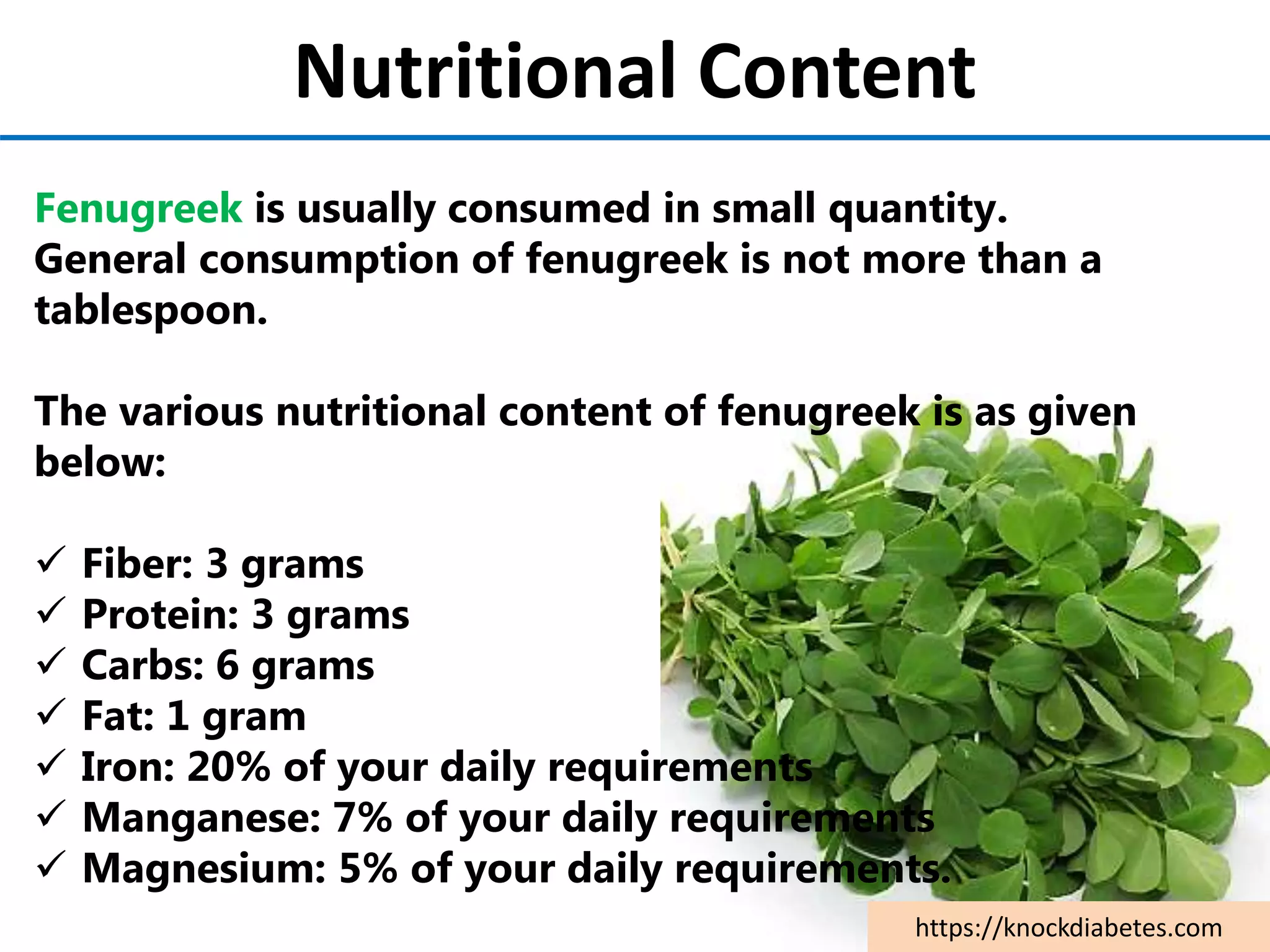 What are the uses, side effects, & dosage of Fenugreek for Diabetes? PPT