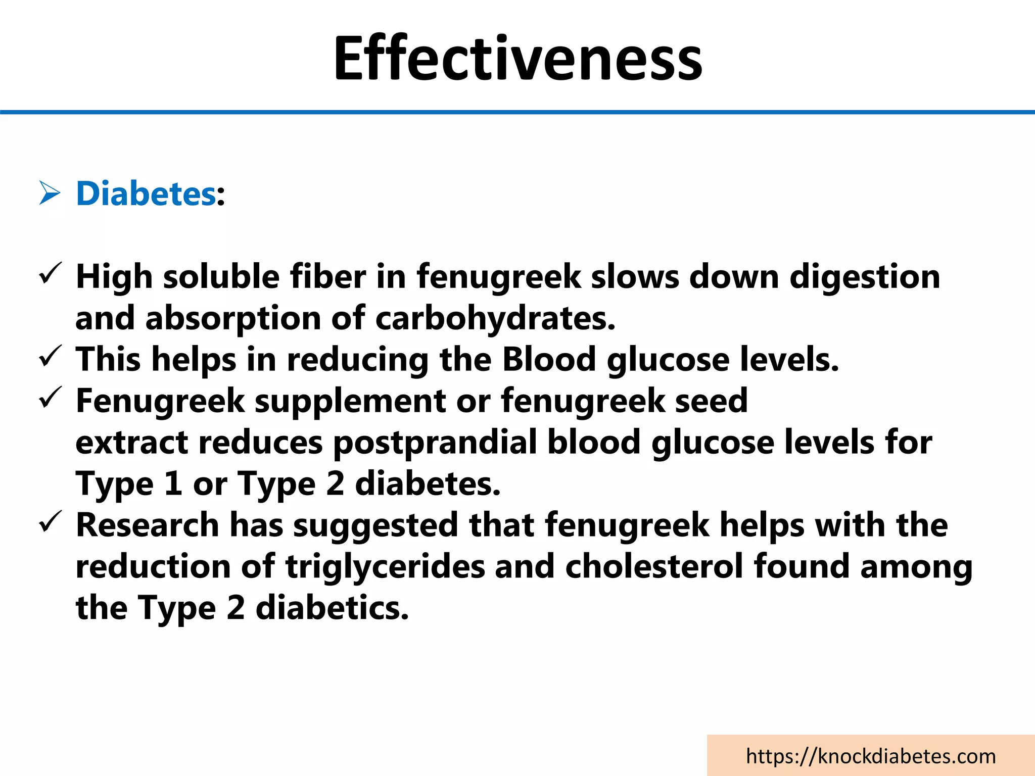 What are the uses, side effects, & dosage of Fenugreek for Diabetes? PPT