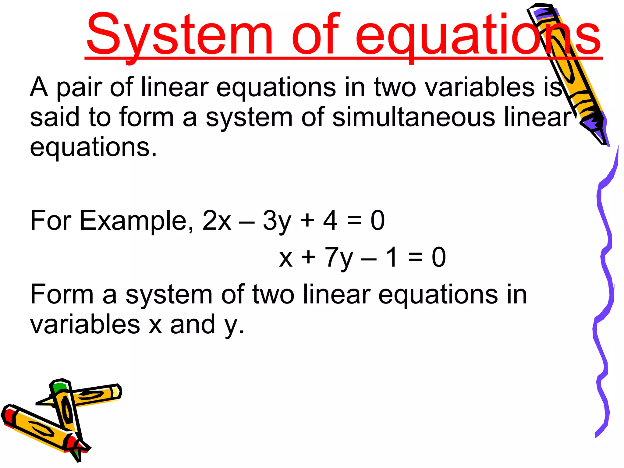 Maths ppt linear equations in two variables | PPT