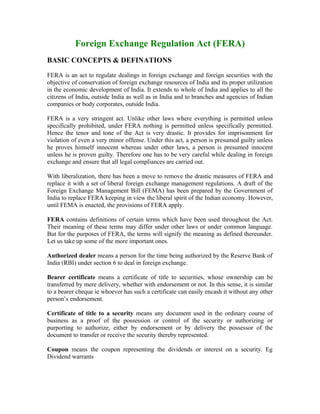 FERA - FOREIGN EXCHANGE REGULATION ACT | DOC