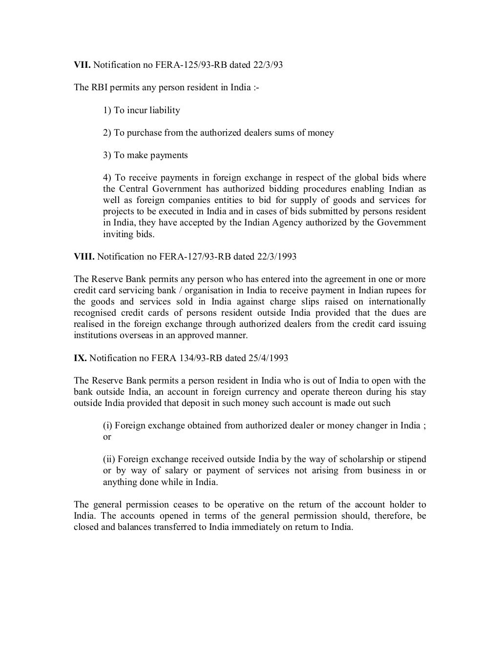 FERA FOREIGN EXCHANGE REGULATION ACT