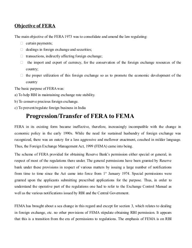 Fema provision for forex outward remittance