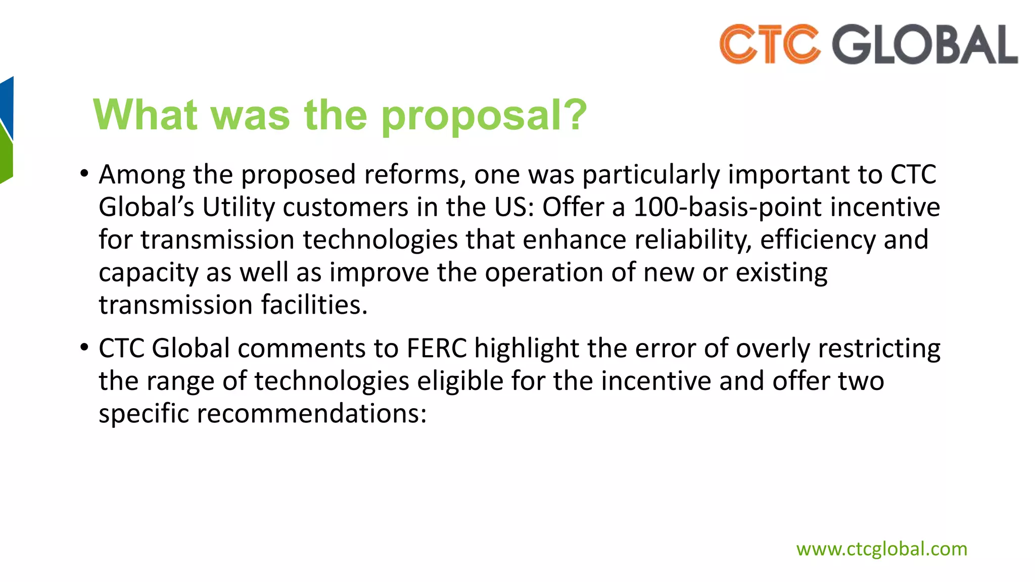 FERC incentive policy update CTC Global PPT