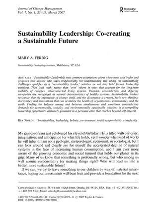 Ferdig sustainability leadership