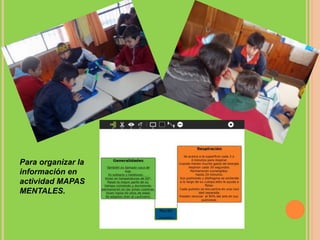 Para organizar la
información en
actividad MAPAS
MENTALES.