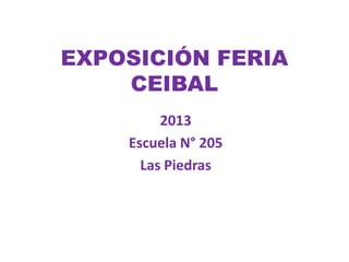 EXPOSICIÓN FERIA
CEIBAL
2013
Escuela N° 205
Las Piedras

 