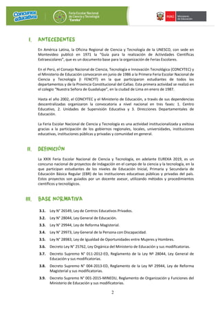 Feria escolar nacional de ciencia y tecnologia eureka 2019 | PDF
